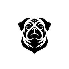 A stylish black and white pug dog portrait. Perfect for pet lovers, dog breeds enthusiasts, and graphic design projects. This vector illustration is a symbol of canine companionship.