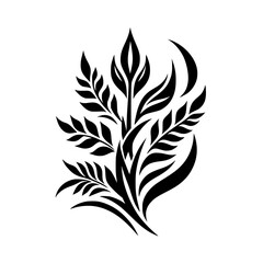 Elegant Black and White Floral Design: Botanical Illustration, Nature-Inspired, Stylish Plant Leaves, Artistic Vector Graphic