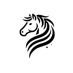 Elegant Horse Line Art: Minimalist Black and White Equine Profile Design