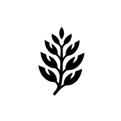 Elegant Black and White Floral Branch Design: Minimalist Botanical Vector Icon, Perfect for Nature-Inspired Logos and Branding