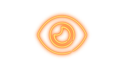 Neon symbol eye icon brown color glow with transparent background