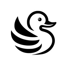 Fototapeta premium Elegant Duck Bird Logo: Minimalist Black and White Vector Icon Design