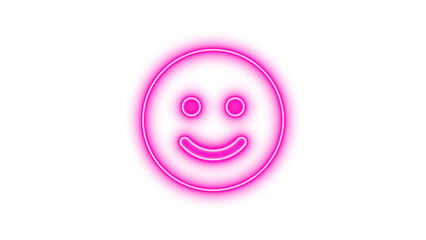 Fototapeta premium Neon symbol face smile icon pink color glow with transparent background