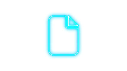 Neon symbol file icon cyan color glow with transparent background
