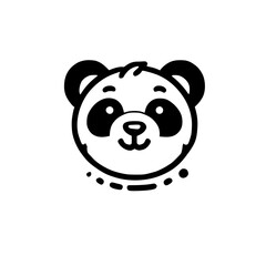 Adorable Panda Cartoon Character: Black and White Icon Design