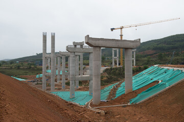 Freeway ramp bridge pier columns