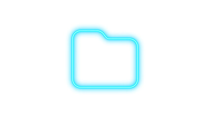 Neon symbol folder icon cyan color glow with transparent background