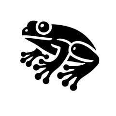 Monochromatic Frog: A Minimalist Animal Illustration.  Stylish black and white geometric design, perfect for nature lovers and modern art enthusiasts.
