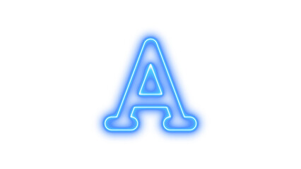 Neon symbol font icon blue color glow with transparent background