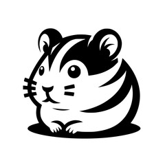 Adorable Hamster Cartoon Character: Black and White Vector Illustration