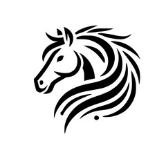 Abstract Horse Head: Black and White Vector Graphic, Elegant Equine Design, Perfect for Logo or Art Print