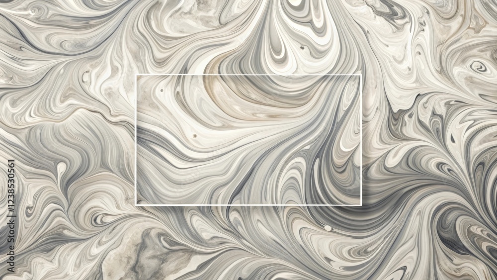 Fototapete abstract swirling beige and gray marble texture with a rectangular frame for design and decoration