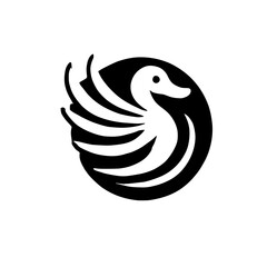 Monochromatic Duck: A Minimalist Bird Logo Design.  Elegant black and white vector graphic, perfect for branding or decoration. Simple, stylish, and creative artwork.