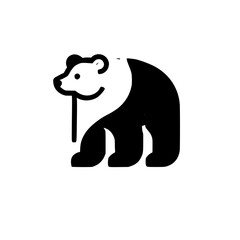 Adorable Panda Bear Cartoon Illustration: Black and White Minimalist Design