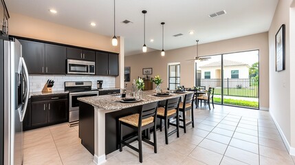 Modern Family Kitchen Layout Designed for Functionality with Open Space and Contemporary Decor