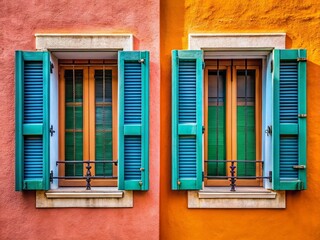 Obraz premium Closed Windows, High Depth of Field, Architectural Detail, Building Exterior, Still Life Photography