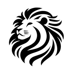 Majestic Lion Head: A Black and White Vector Graphic Design.  Perfect for logos, branding, and more. This powerful image symbolizes strength, royalty, and wild nature.