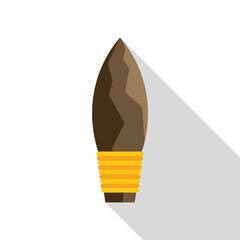 Prehistoric stone spear point wrapped with gold wire, showcasing ancient toolmaking techniques