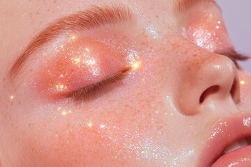 Fototapeta premium Glowy makeup trend with sparkle and shine accentuating natural beauty