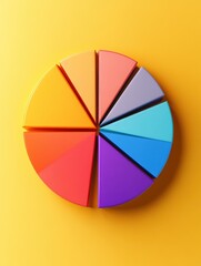 Obraz premium A pie chart showing skill distribution, solid color background