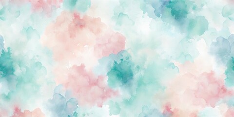 Fototapeta premium Abstract Pastel Watercolor Wash Background Texture Featuring Soft Pink and Teal Hues