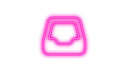 Neon symbol inbox icon pink color glow with transparent background