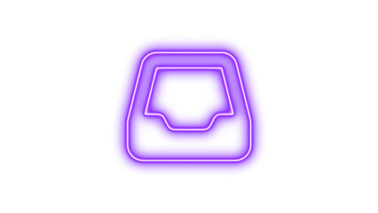 Neon symbol inbox icon purple color glow with transparent background