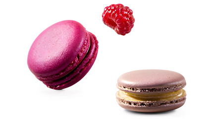 colorful macaroons isolated on white background