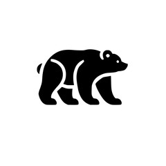 Black Bear Silhouette: Minimalist Wildlife Icon, Nature Graphic Design