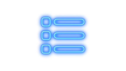 Obraz premium Neon symbol list icon blue color glow with transparent background