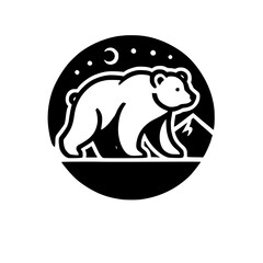 Majestic Bear Silhouette Under the Night Sky: A Minimalist Nature Design
