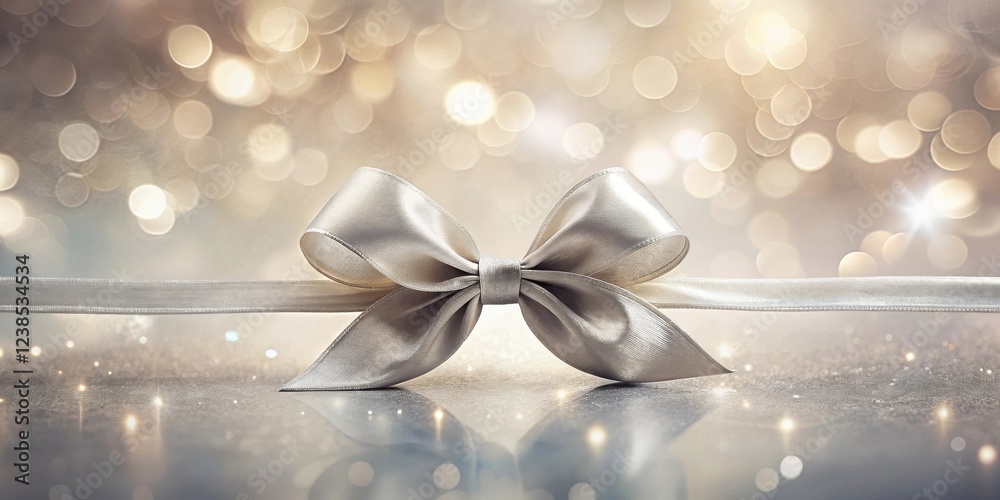 Poster elegant silver bow on sparkling background for festive occasions