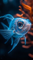 HD Phone Wallpaper Vibrant Blue Fish Underwater Close Up Aquatic Life Ocean Scene Marine Animal Portrait