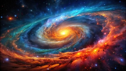 Obraz premium A fiery cosmic swirl, a mesmerizing nebula in deep space, with vibrant colors and celestial wonders