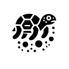 Obraz premium Abstract Black and White Turtle in the Ocean: Geometric Minimalist Sea Animal Design