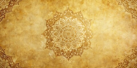Antique Golden Mandala Design on Aged Parchment Background