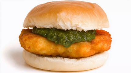 Desi style vadapav isolated on white background with clipping path