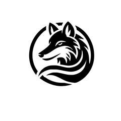 Majestic Fox Head Logo: Black and White Vector Design. Perfect for branding, nature-inspired projects, and wildlife-themed designs.