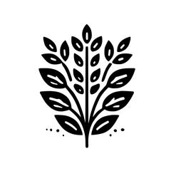 Elegant Black and White Botanical Illustration: Minimalist Plant Design, Nature-Inspired Line Art, Simple Floral Pattern for Decor