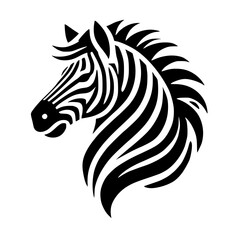 Striking Zebra Head Profile: A Black and White Graphic Design Masterpiece