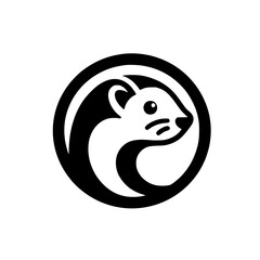 Ferret Head Logo: Minimalist Black and White Animal Icon Design