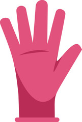 Pink cleaning glove showing open hand with five fingers, representing cleaning and hygiene