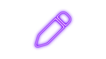 Neon symbol pen icon purple color glow with transparent background