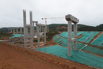 Freeway ramp bridge pier columns