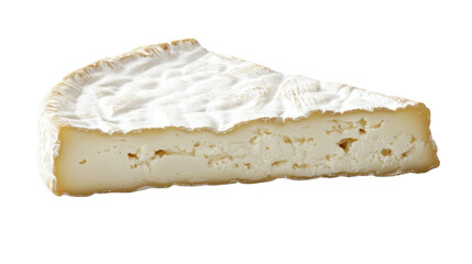 Creamy Soft Cheese Slice on White Background for Culinary Use