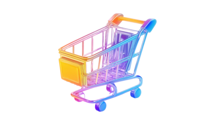 Empty shopping cart with transparent background representing online shopping