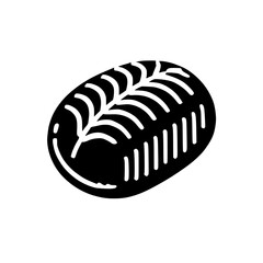 A black and white illustration of a freshly baked bread loaf. The image is minimalist and stylish, perfect for bakery websites or food blogs.