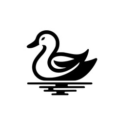 Elegant Duck in Water: Minimalist Bird Logo Design. Perfect for nature-related brands, wildlife organizations, or aquatic businesses.  Clean vector illustration.
