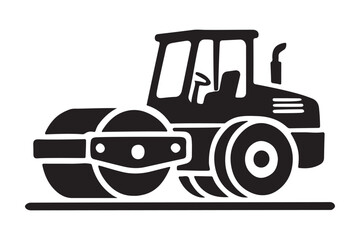 Heavy Machinery Road Roller Silhouette Vector Graphic