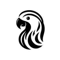 Elegant Parrot Bird Logo Design: Black and White Vector Graphic